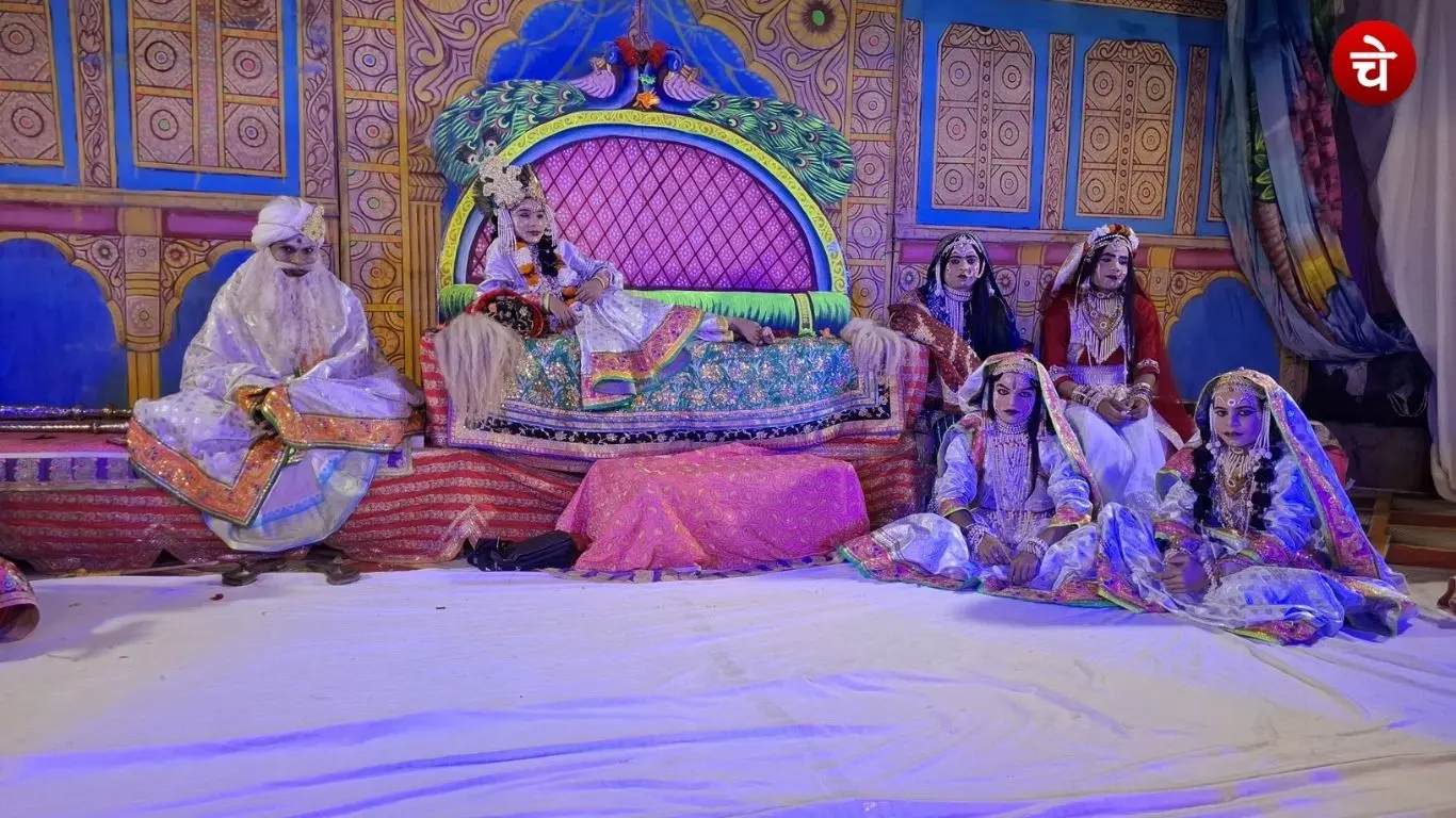 Artists in Mughalsarai performing scenes from the life of Lord Krishna